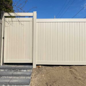 Vinyl-Fence-and-Vinyl-Fence-Gate-Tan-Vinyl-Privacy-Fence-Pvc-Fence-Plastic-Fence-installed-in-Toronto